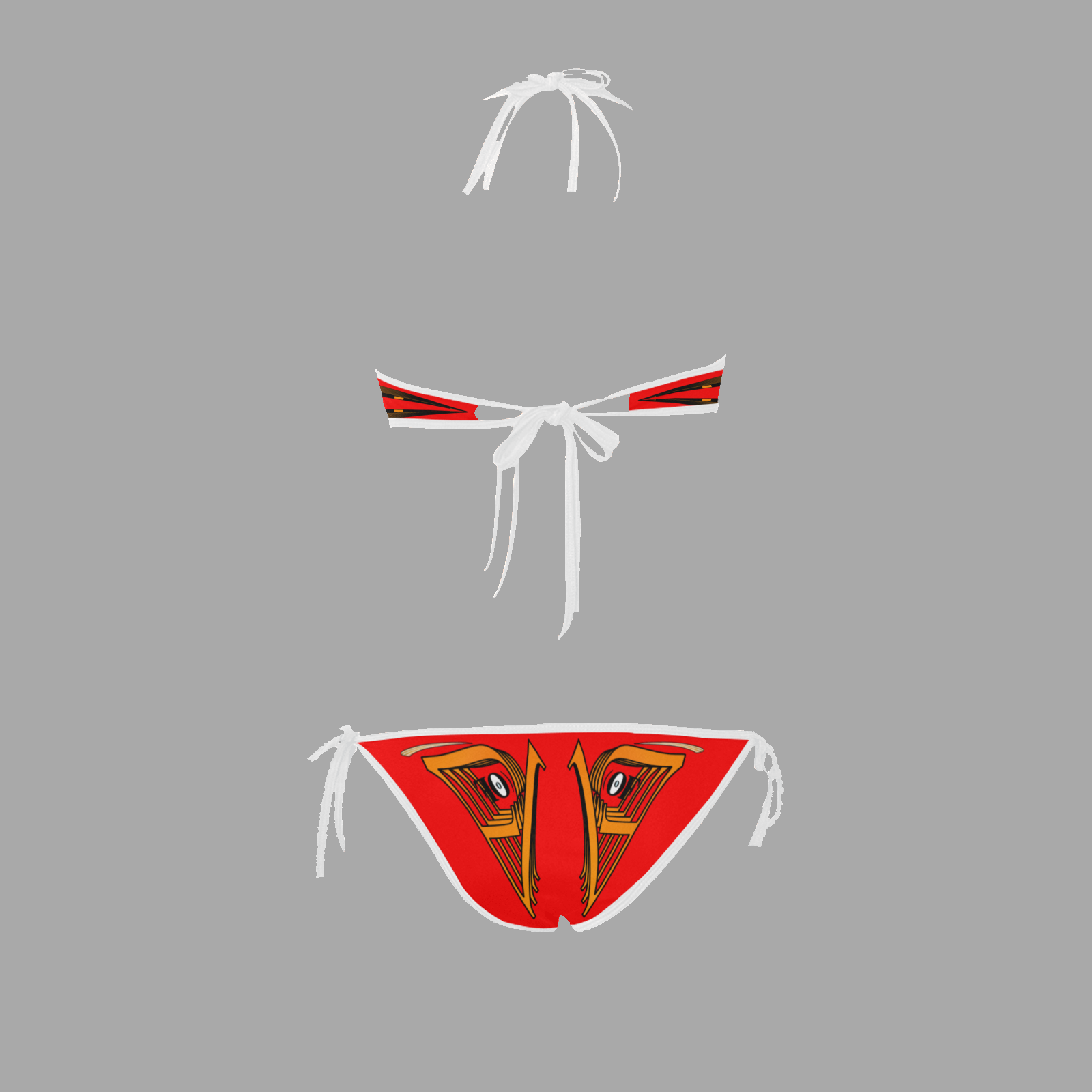 Halter and side tie bikini swimsuit red 255000000 - Image 4