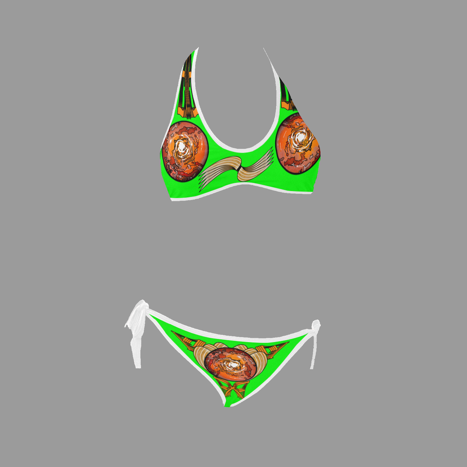 Halter and side tie bikini swimsuit green 000255000 - Image 3
