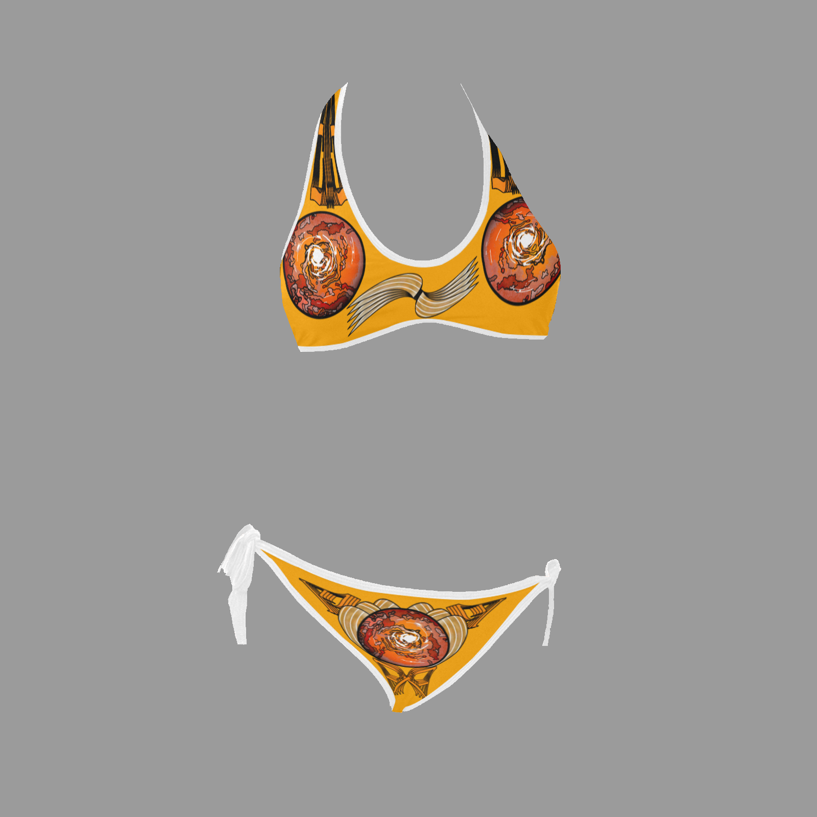 Halter and side tie bikini swimsuit orange 255165000 - Image 3