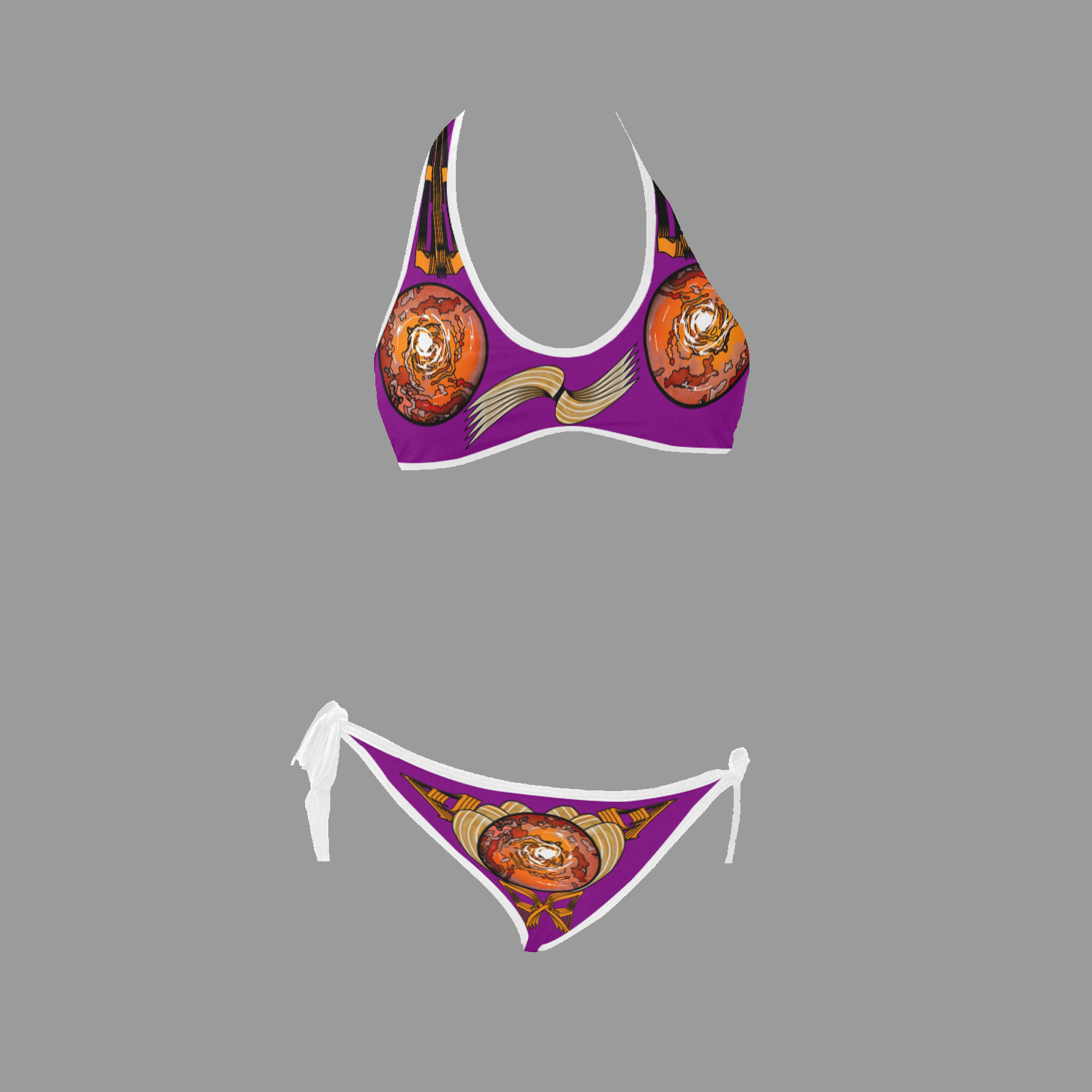 Halter and side tie bikini swimsuit purple 128000128 - Image 3