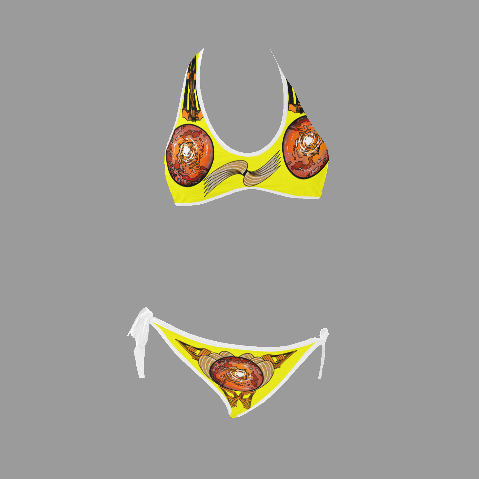 Halter and side tie bikini swimsuit yellow 255255000 - Image 3