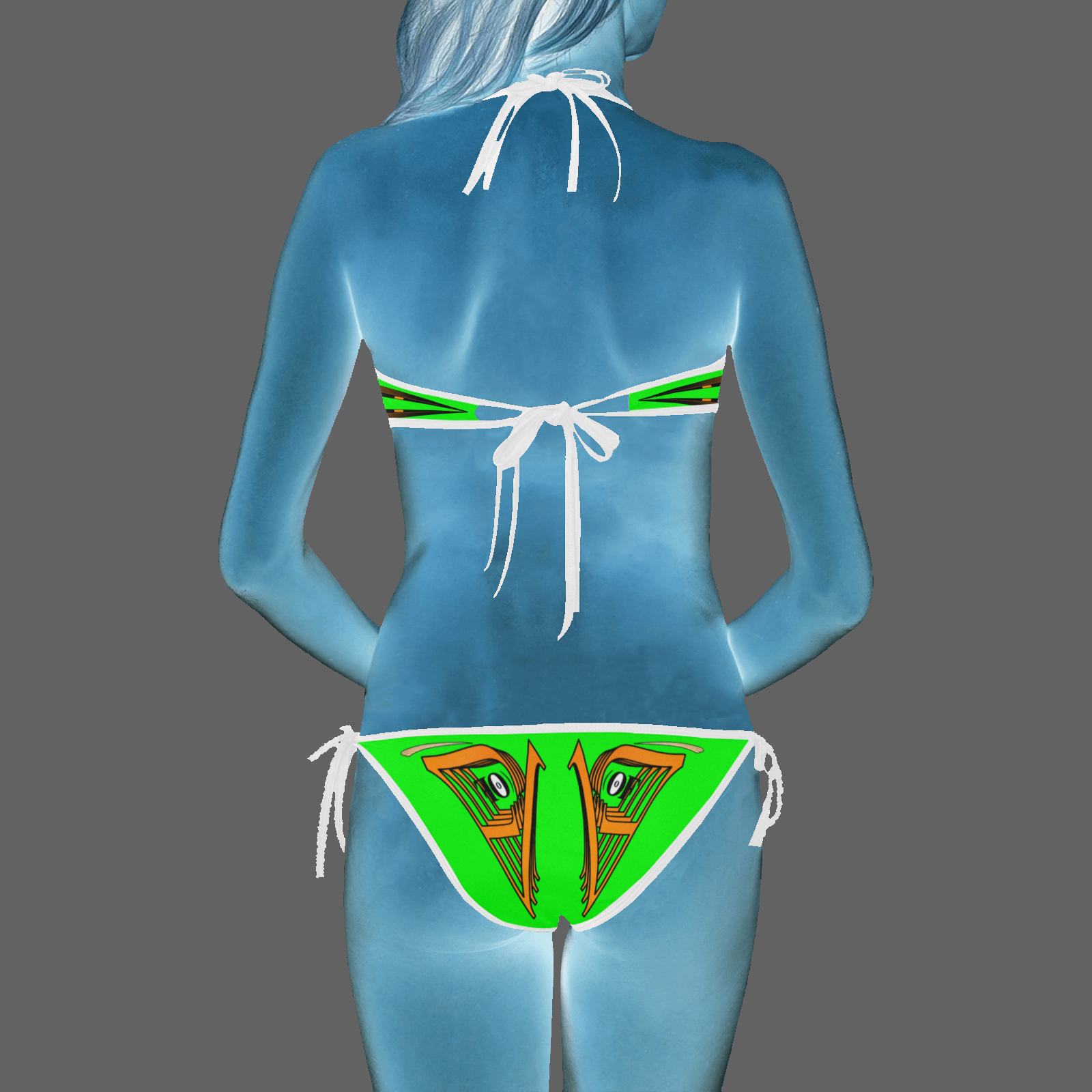 Halter and side tie bikini swimsuit green 000255000 - Image 2