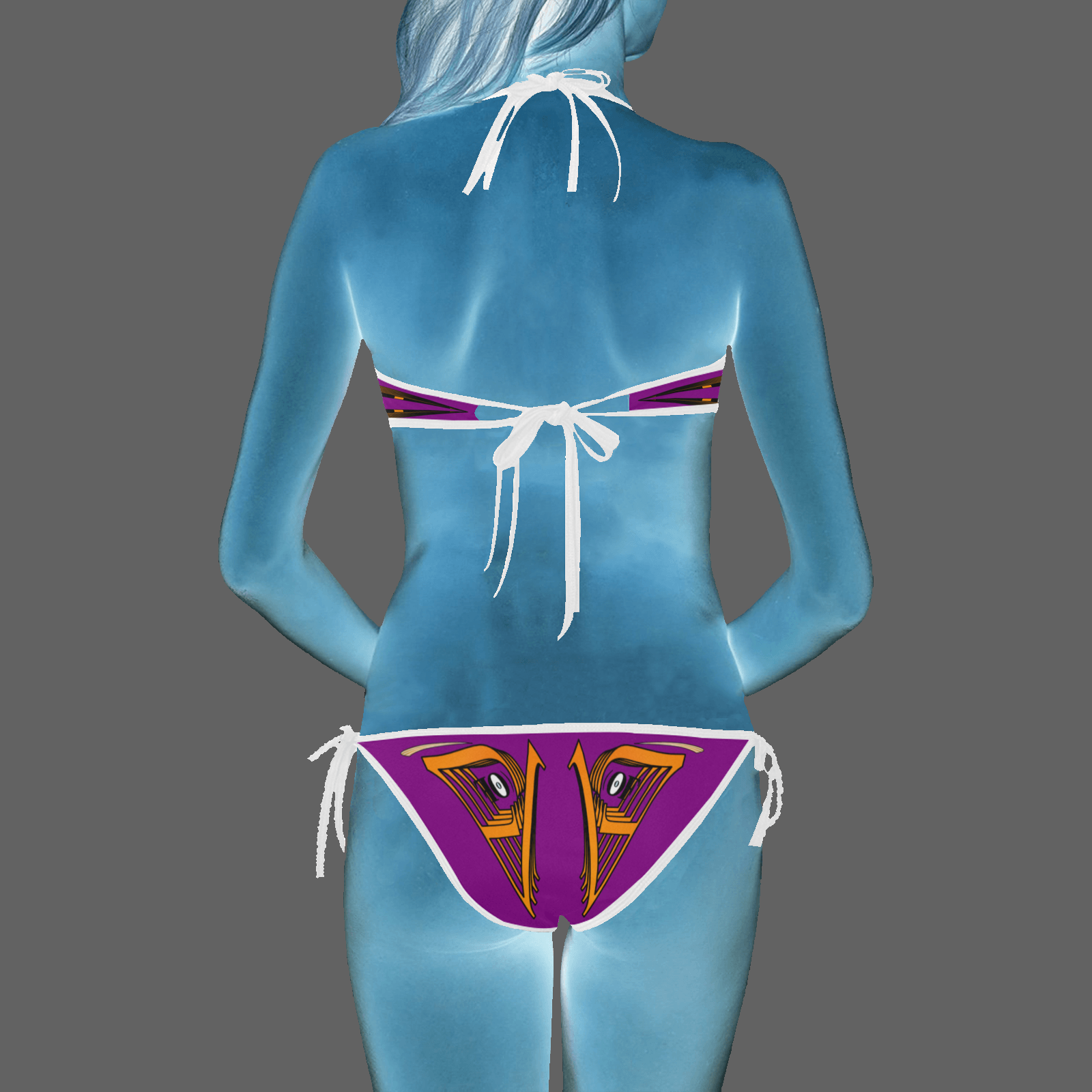 Halter and side tie bikini swimsuit purple 128000128 - Image 2