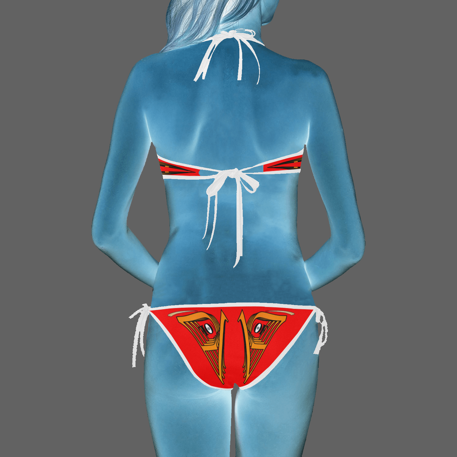 Halter and side tie bikini swimsuit red 255000000 - Image 2