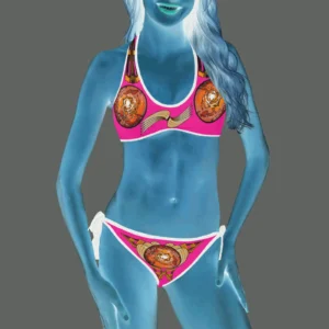 Halter and side tie bikini swimsuit pink 255020147