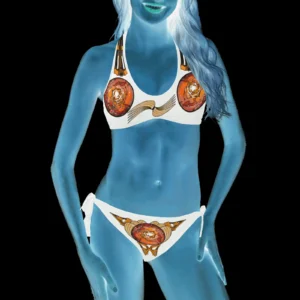 Halter and side tie bikini swimsuit white 255255255