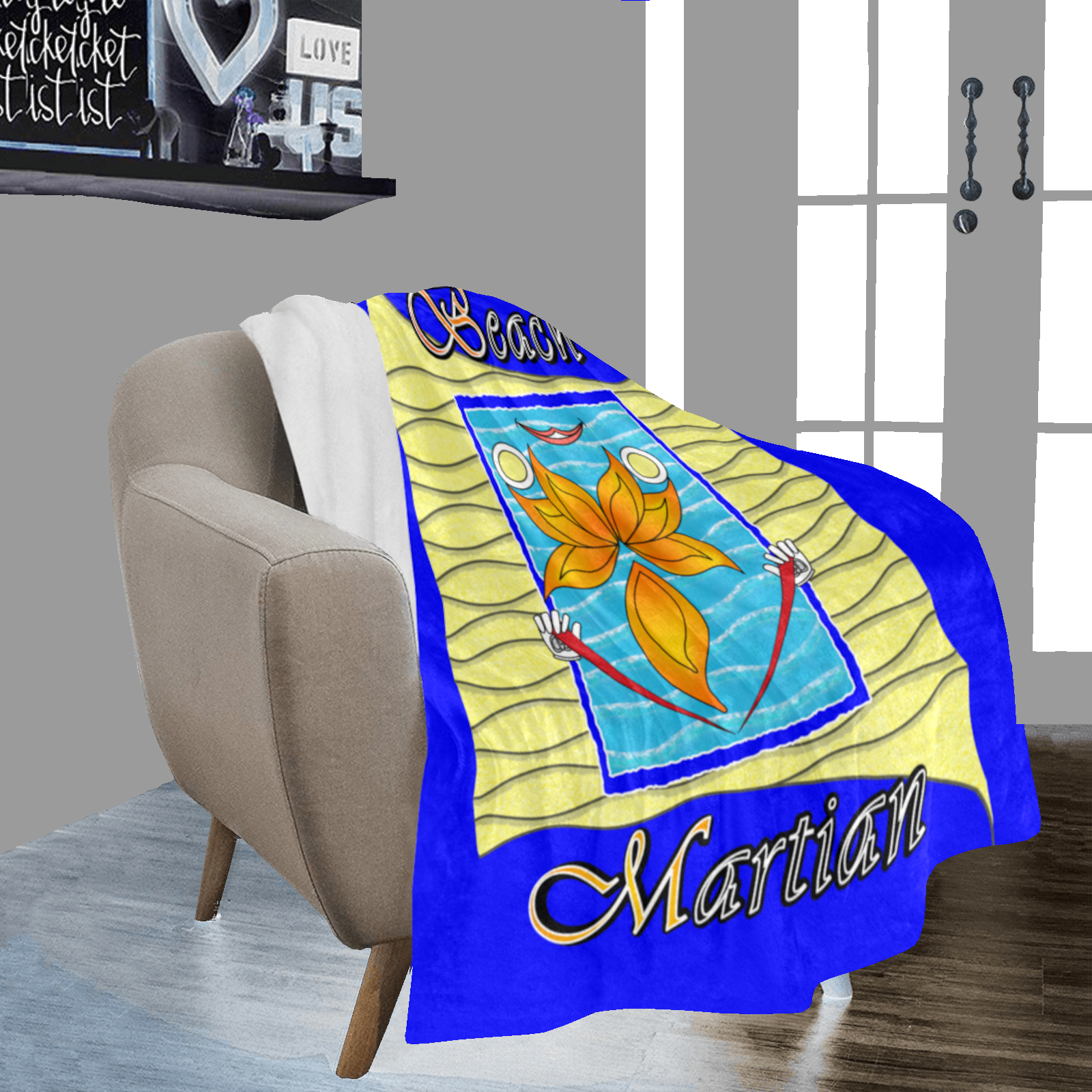 Micro Fleece Blanket 50x60 blue 000000255 Beach Martian (USA) - Image 3
