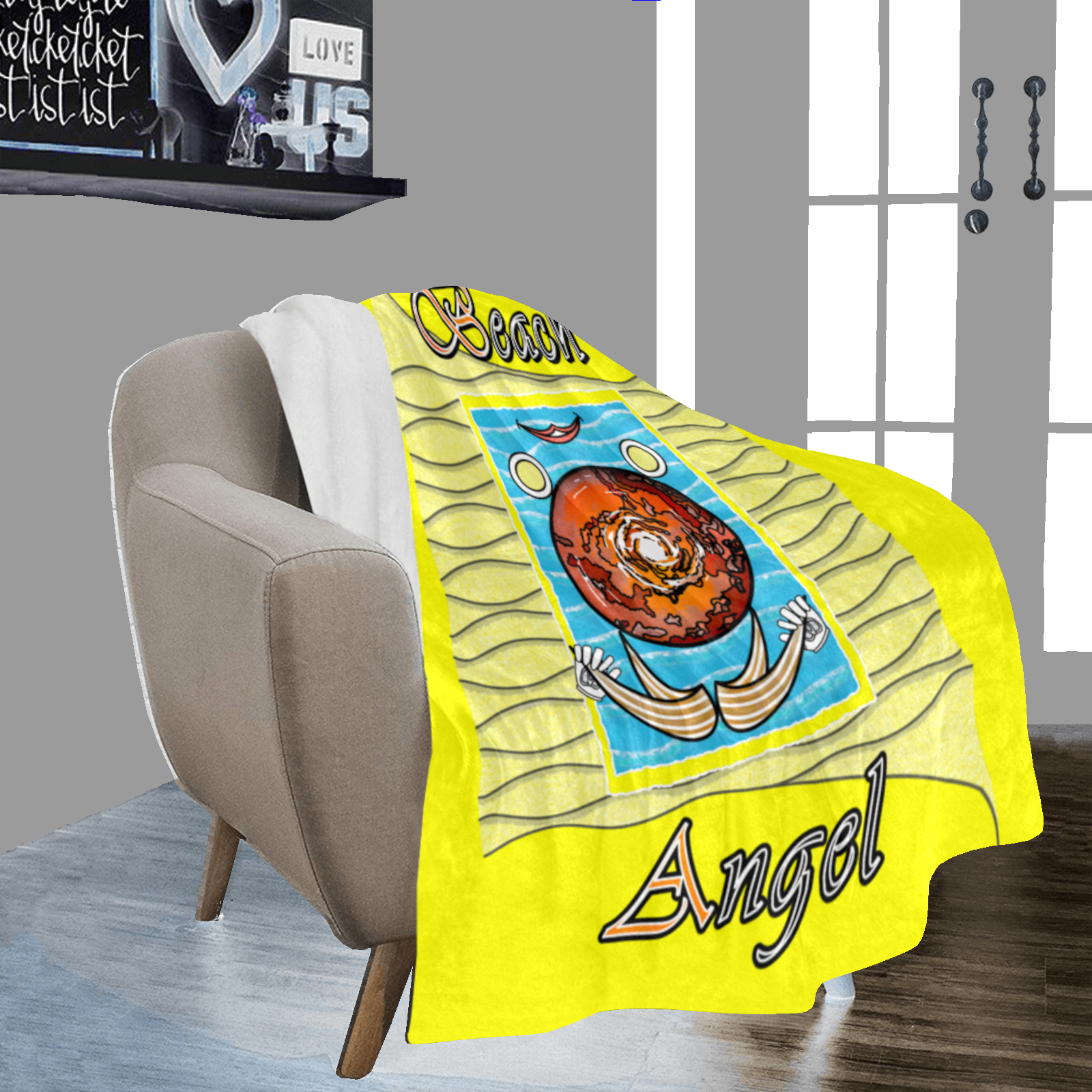 Micro Fleece Blanket 50x60 yellow 255255000 Beach Angel (USA) - Image 3