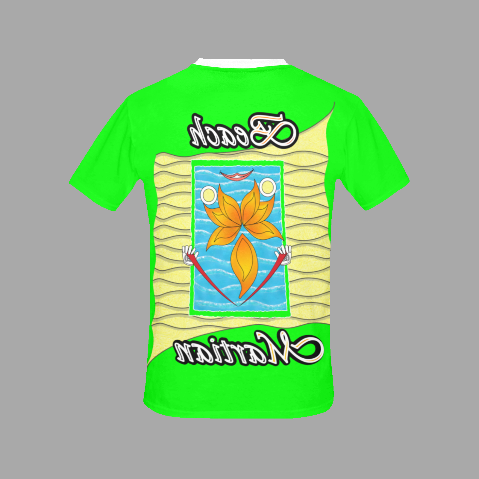 Men's Crew Neck T-Shirt green 000255000 Beach Martian - Image 4