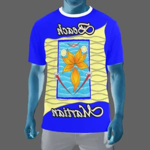 Men's Crew Neck T-Shirt blue 000000255 Beach Martian