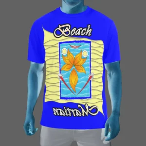 Men's Crew Neck T-Shirt blue 000000255 Beach Martian (USA)