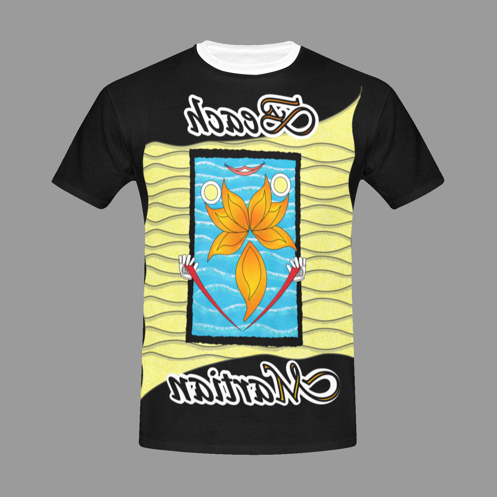 Men's Crew Neck T-Shirt black 000000000 Beach Martian - Image 3