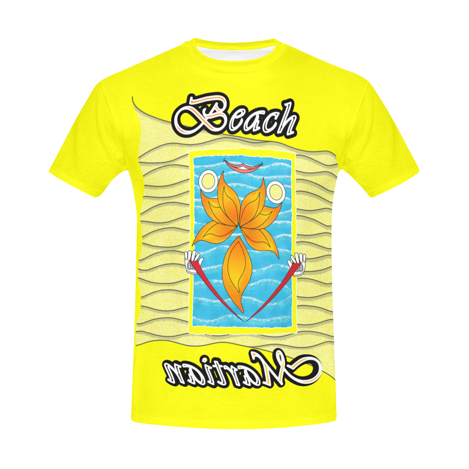 Men's Crew Neck T-Shirt yellow 255255000 Beach Martian (USA) - Image 3