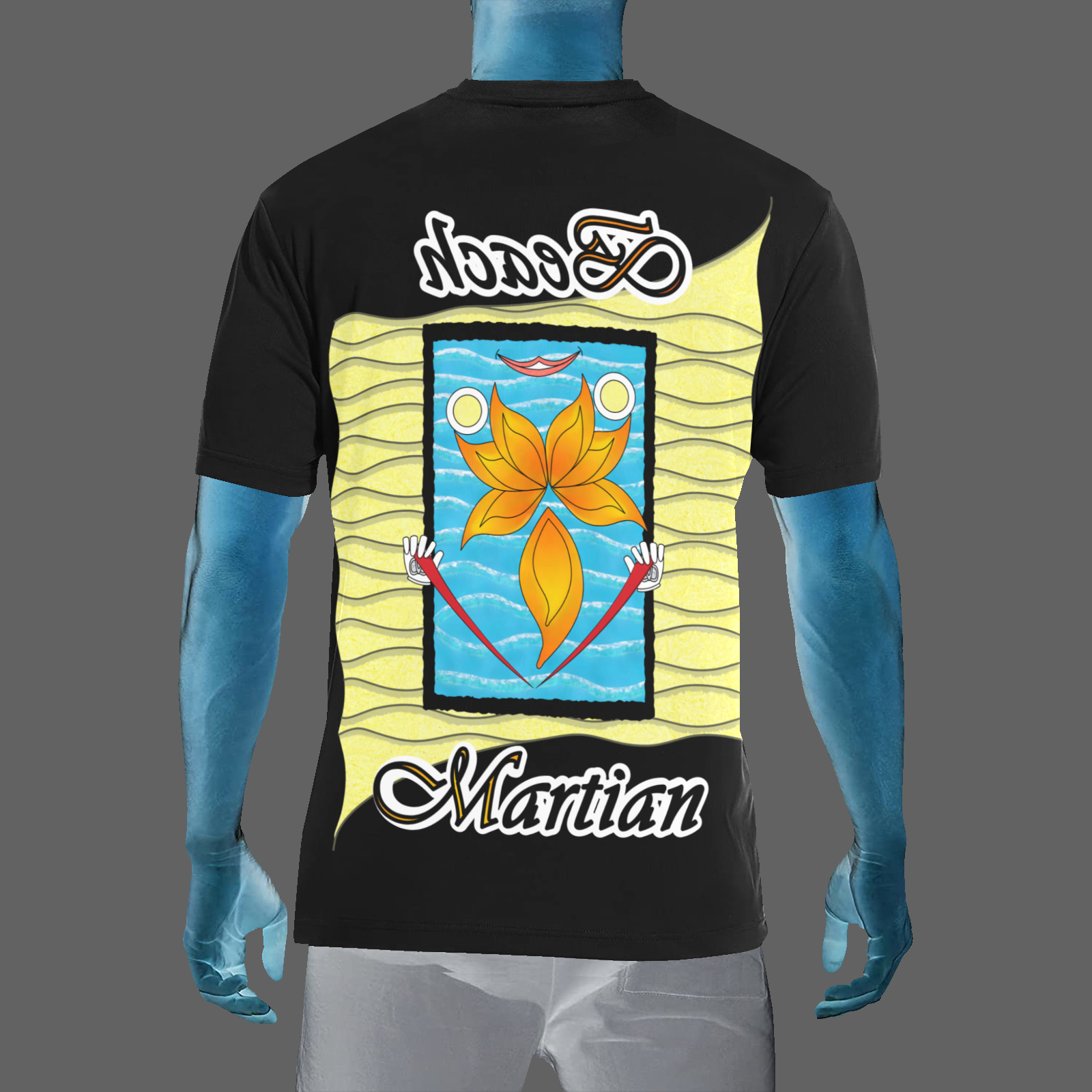 Men's Crew Neck T-Shirt black 000000000 Beach Martian (USA) - Image 2