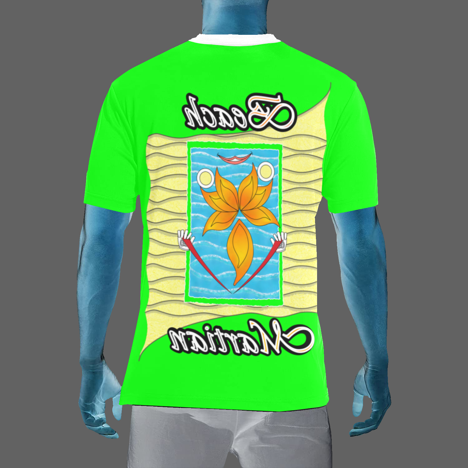 Men's Crew Neck T-Shirt green 000255000 Beach Martian - Image 2