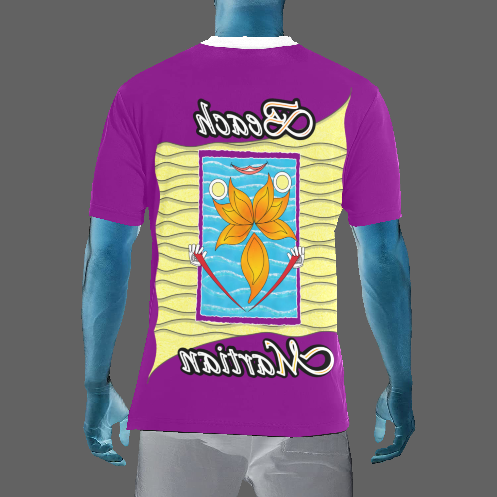 Men's Crew Neck T-Shirt purple 128000128 Beach Martian - Image 2