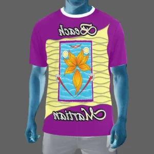 Men's Crew Neck T-Shirt purple 128000128 Beach Martian