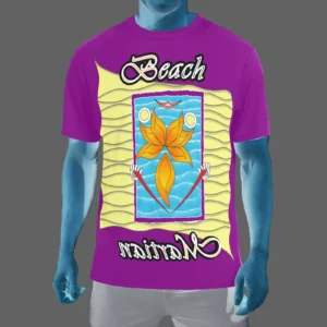 Men's Crew Neck T-Shirt purple 128000128 Beach Martian (USA)