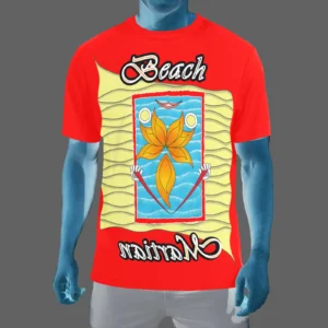 Men's Crew Neck T-Shirt red 255000000 Beach Martian (USA)