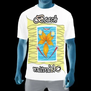 Men's Crew Neck T-Shirt white 255255255 Beach Martian (USA)