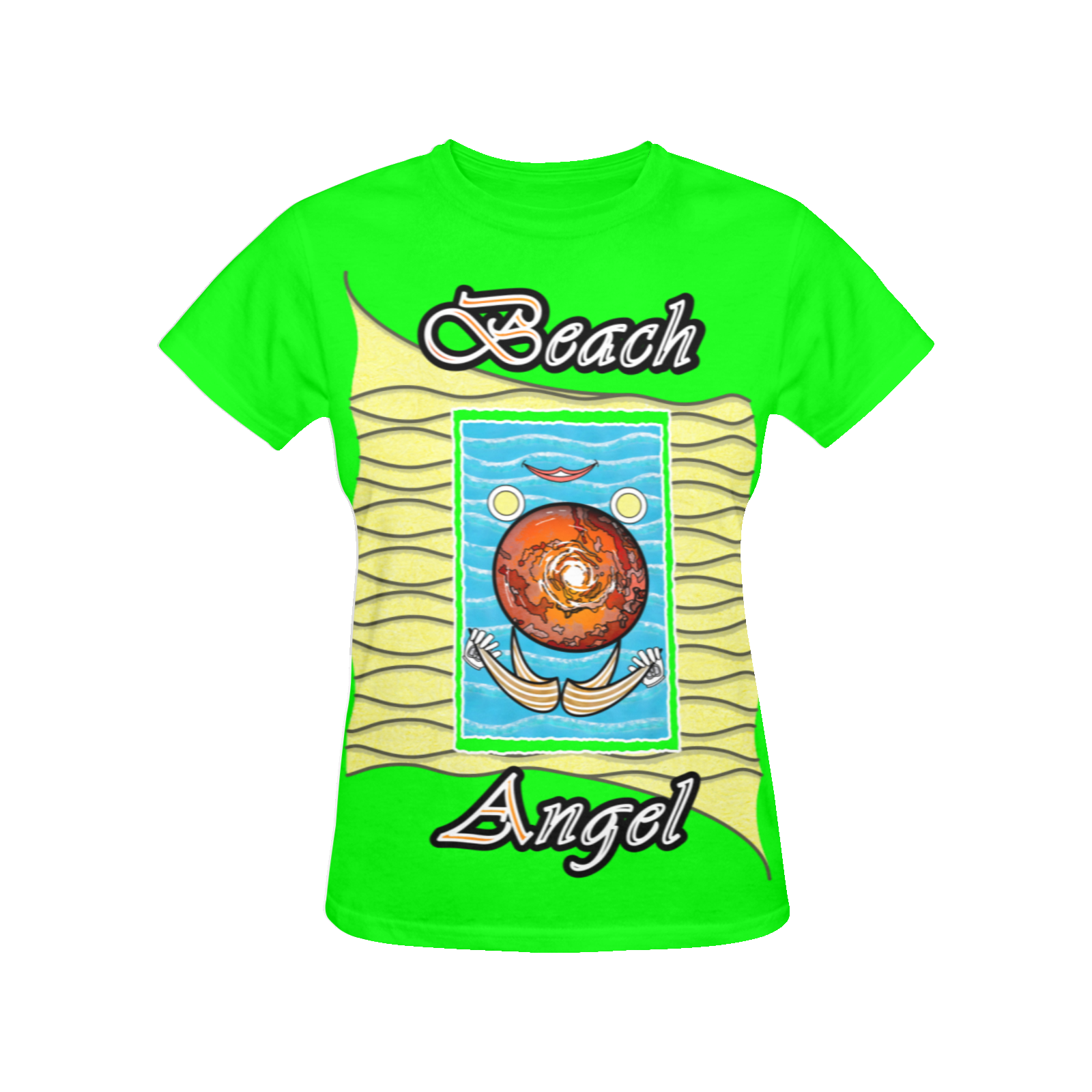 Women's Crew Neck T-Shirt green 000255000 Beach Angel - Image 3