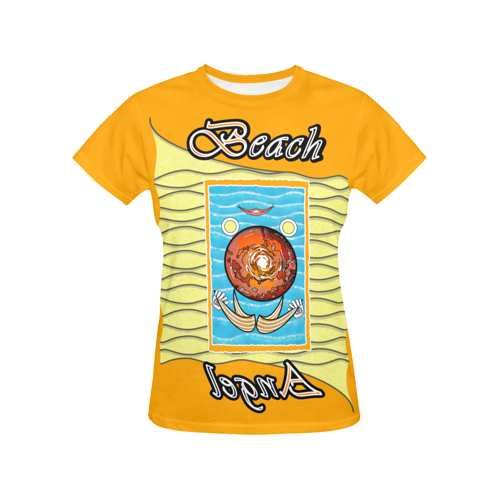 Women's Crew Neck T-Shirt orange 255165000 Beach Angel (USA) - Image 3