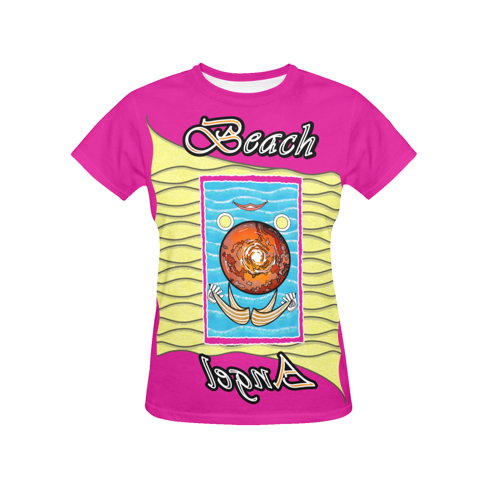 Women's Crew Neck T-Shirt pink 255020147 Beach Angel (USA) - Image 3