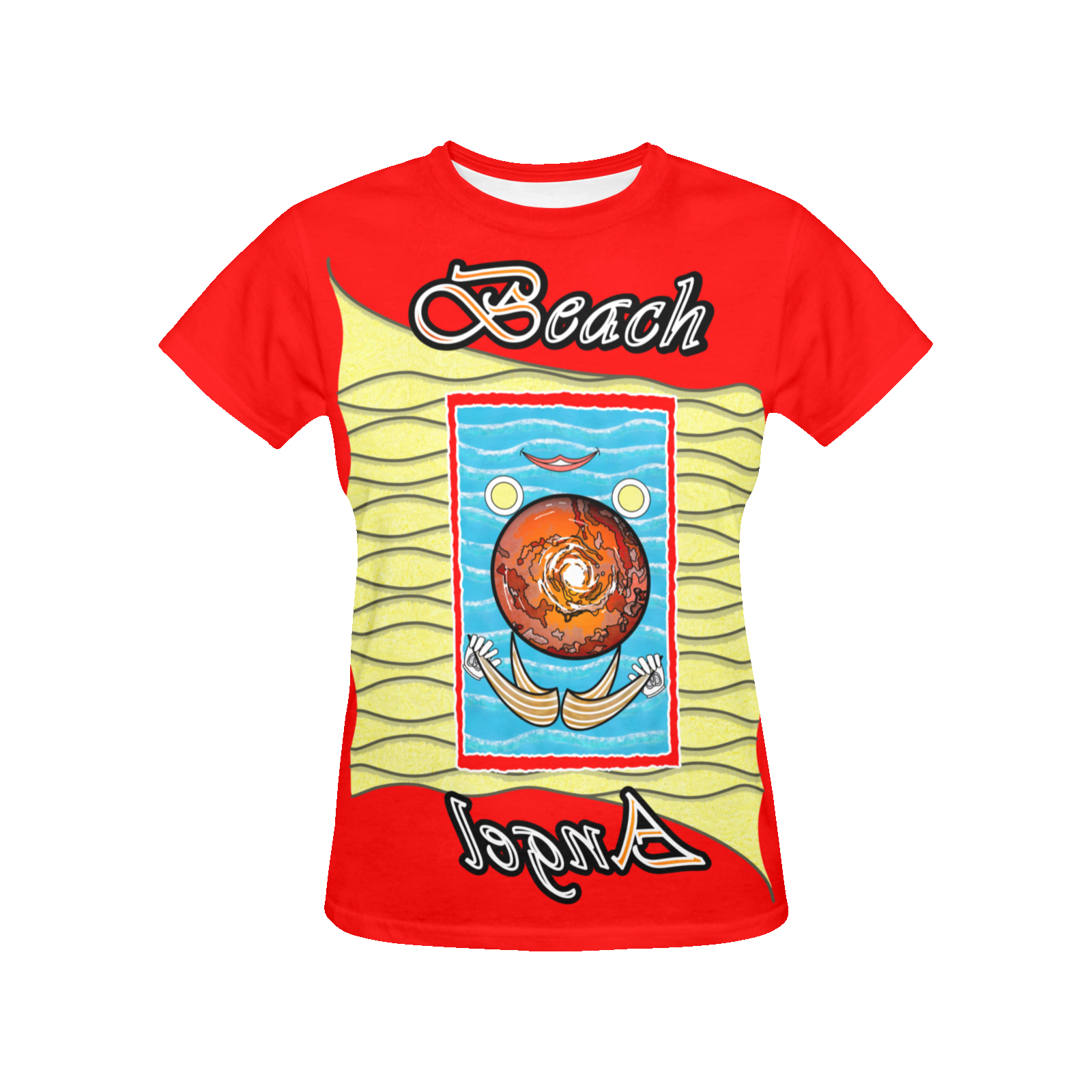Women's Crew Neck T-Shirt red 255000000 Beach Angel (USA) - Image 3