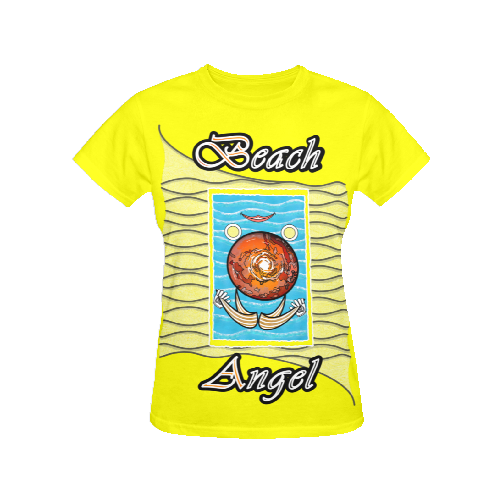 Women's Crew Neck T-Shirt yellow 255255000 Beach Angel - Image 3