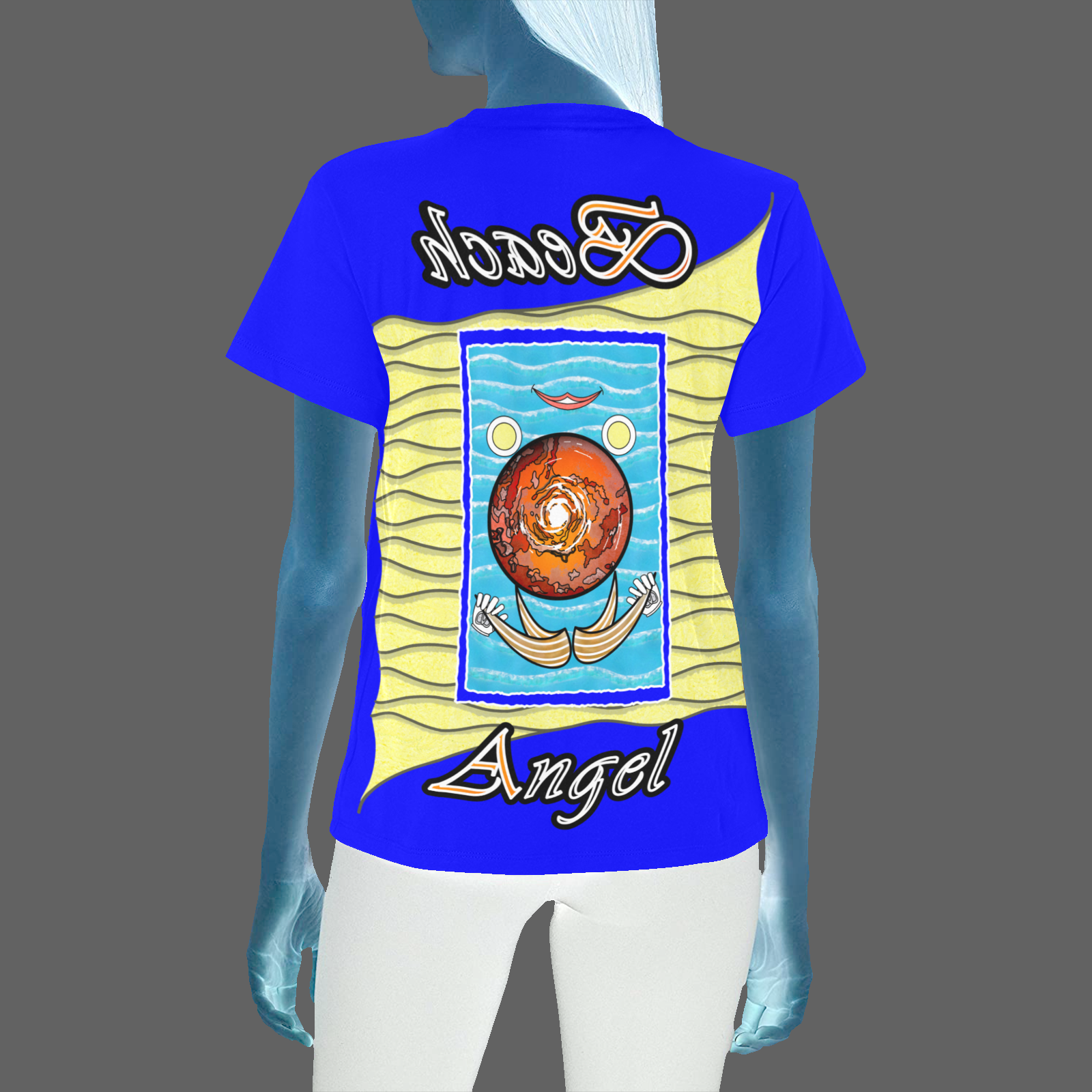 Women's Crew Neck T-Shirt blue 000000255 Beach Angel (USA) - Image 2