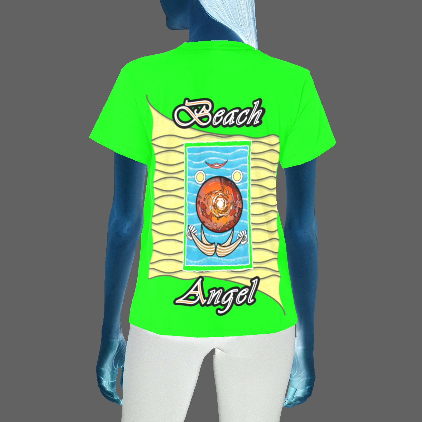 Women's Crew Neck T-Shirt green 000255000 Beach Angel - Image 2