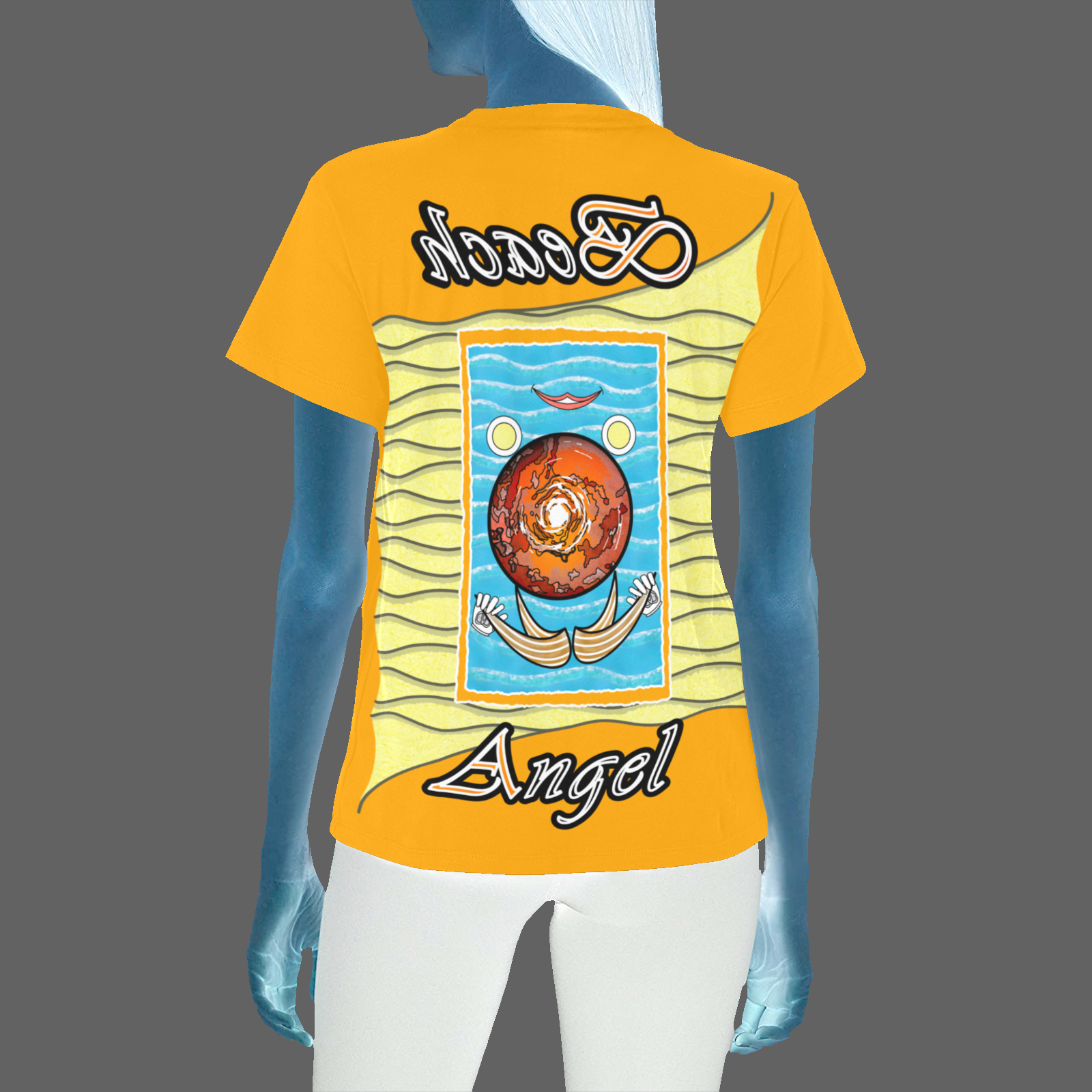 Women's Crew Neck T-Shirt orange 255165000 Beach Angel (USA) - Image 2