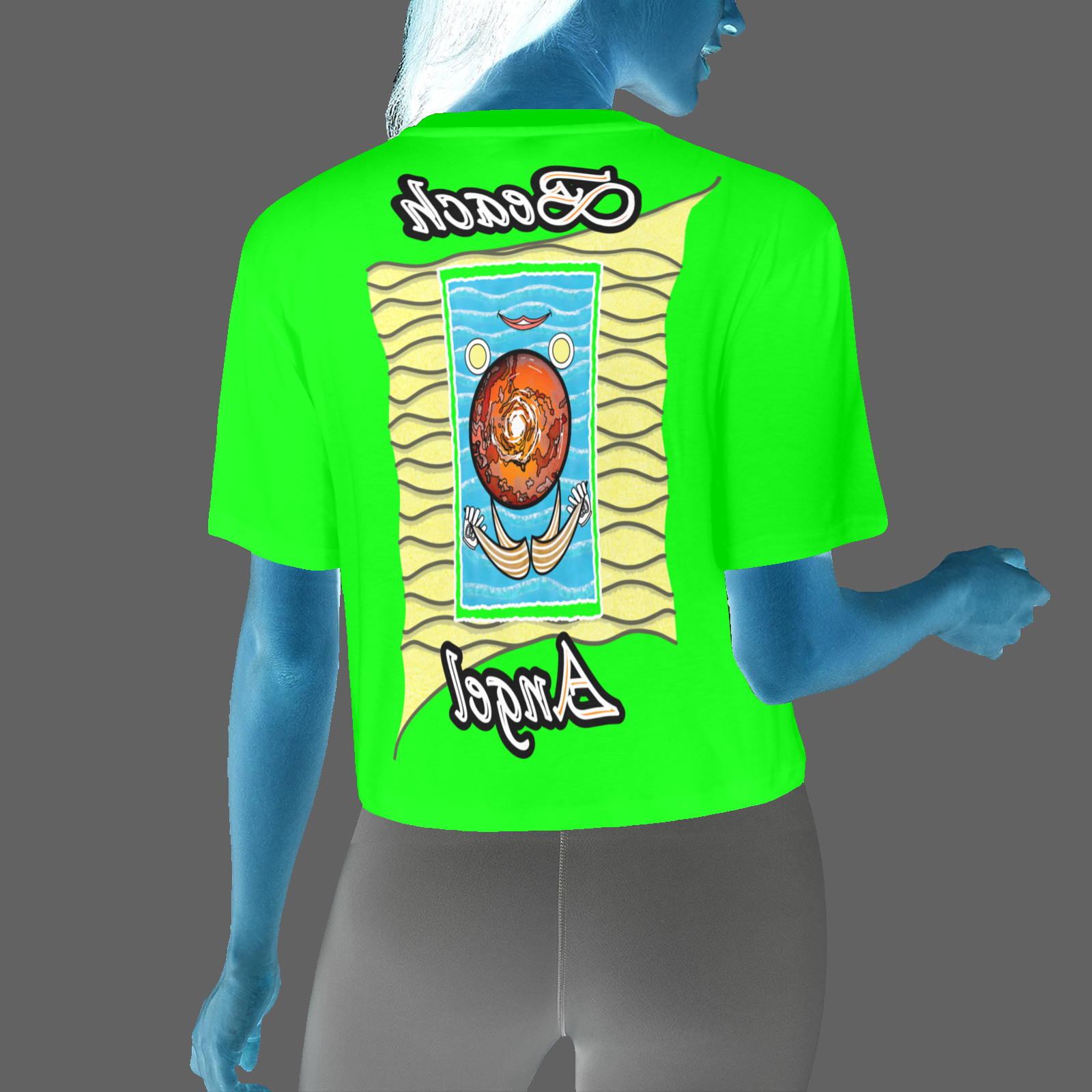 Women's Cropped T-shirt green 000255000 Beach Angel - Image 2