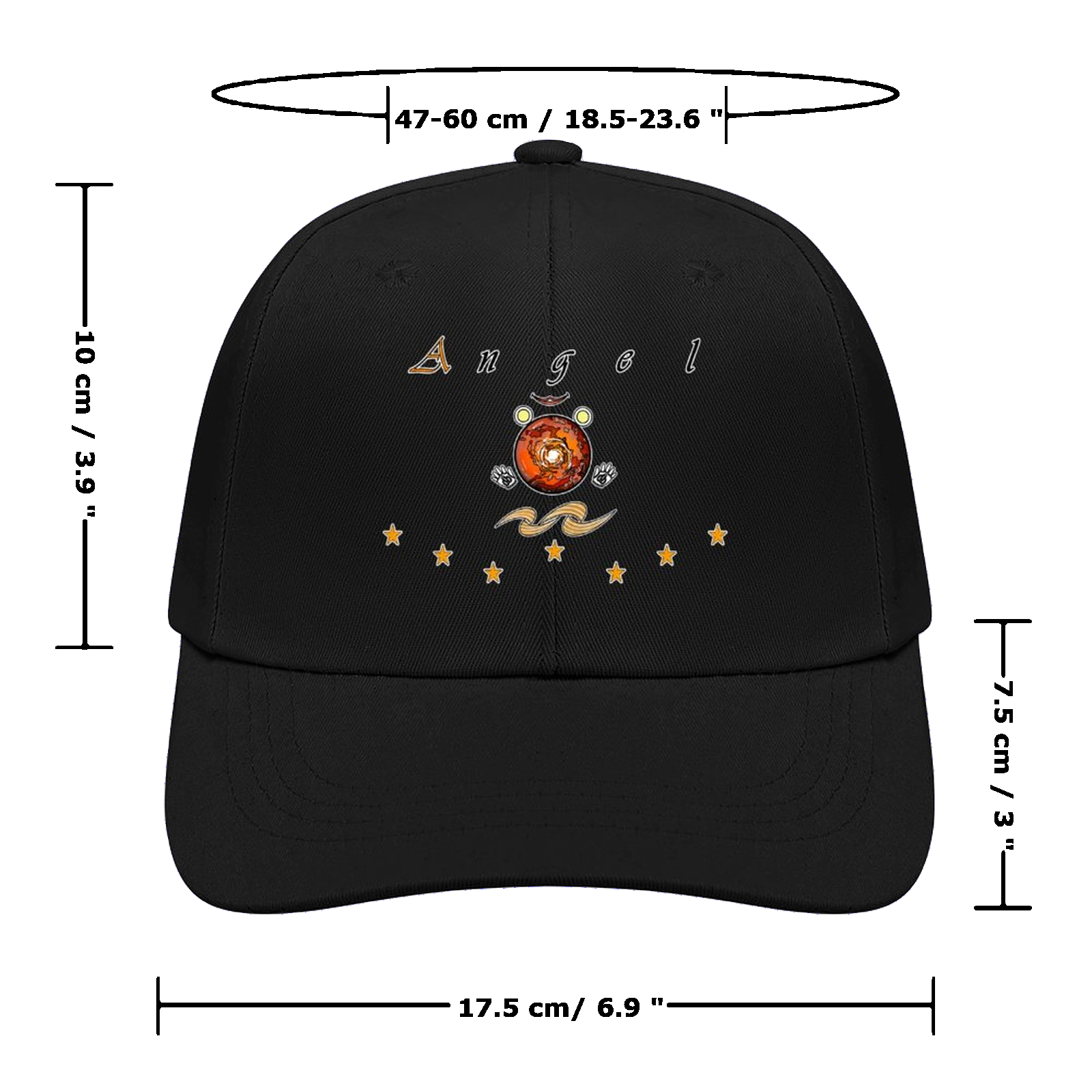 Baseball Cap black 000000000 like Embroidered Angel - Image 3