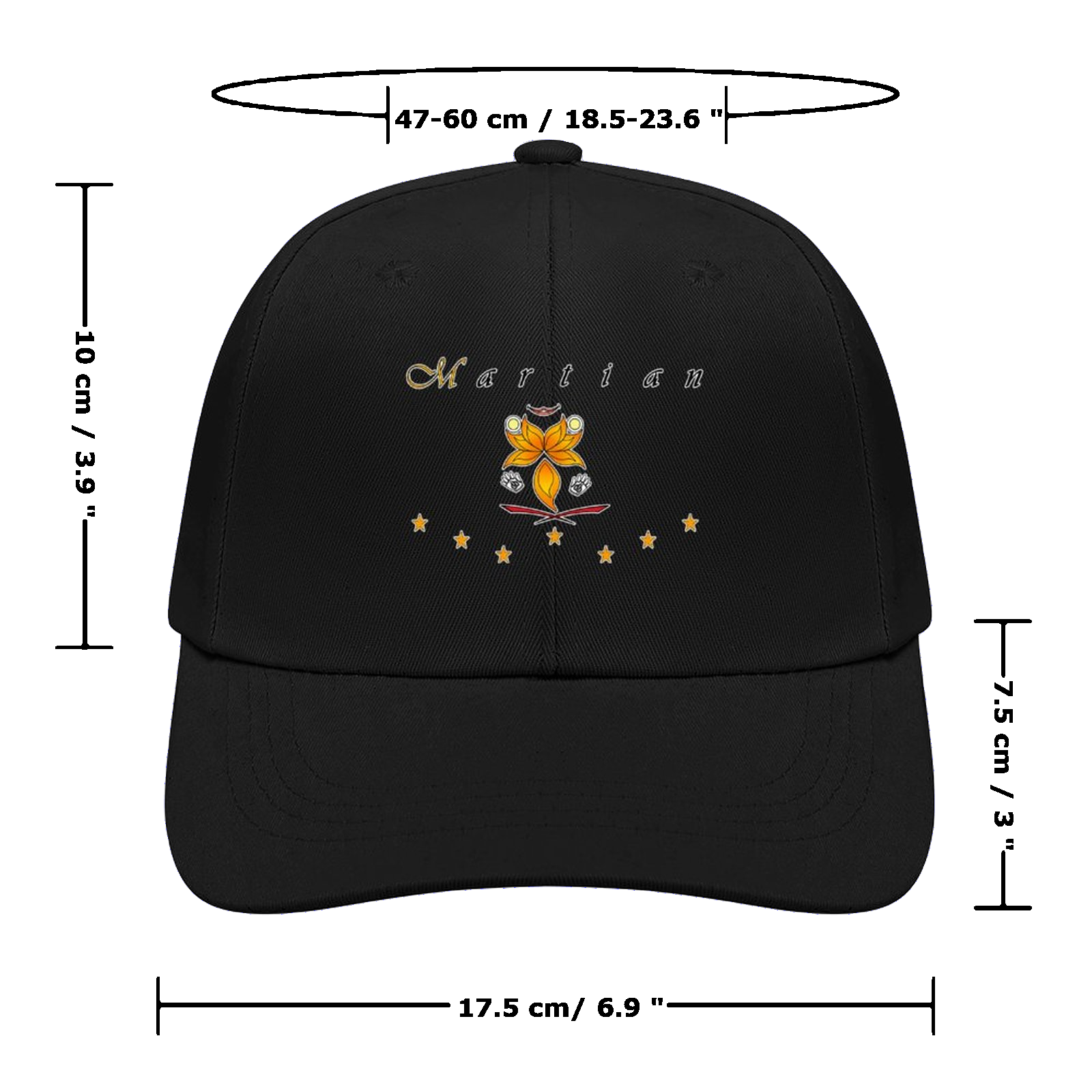 Baseball Cap black 000000000 like Embroidered Martian - Image 3