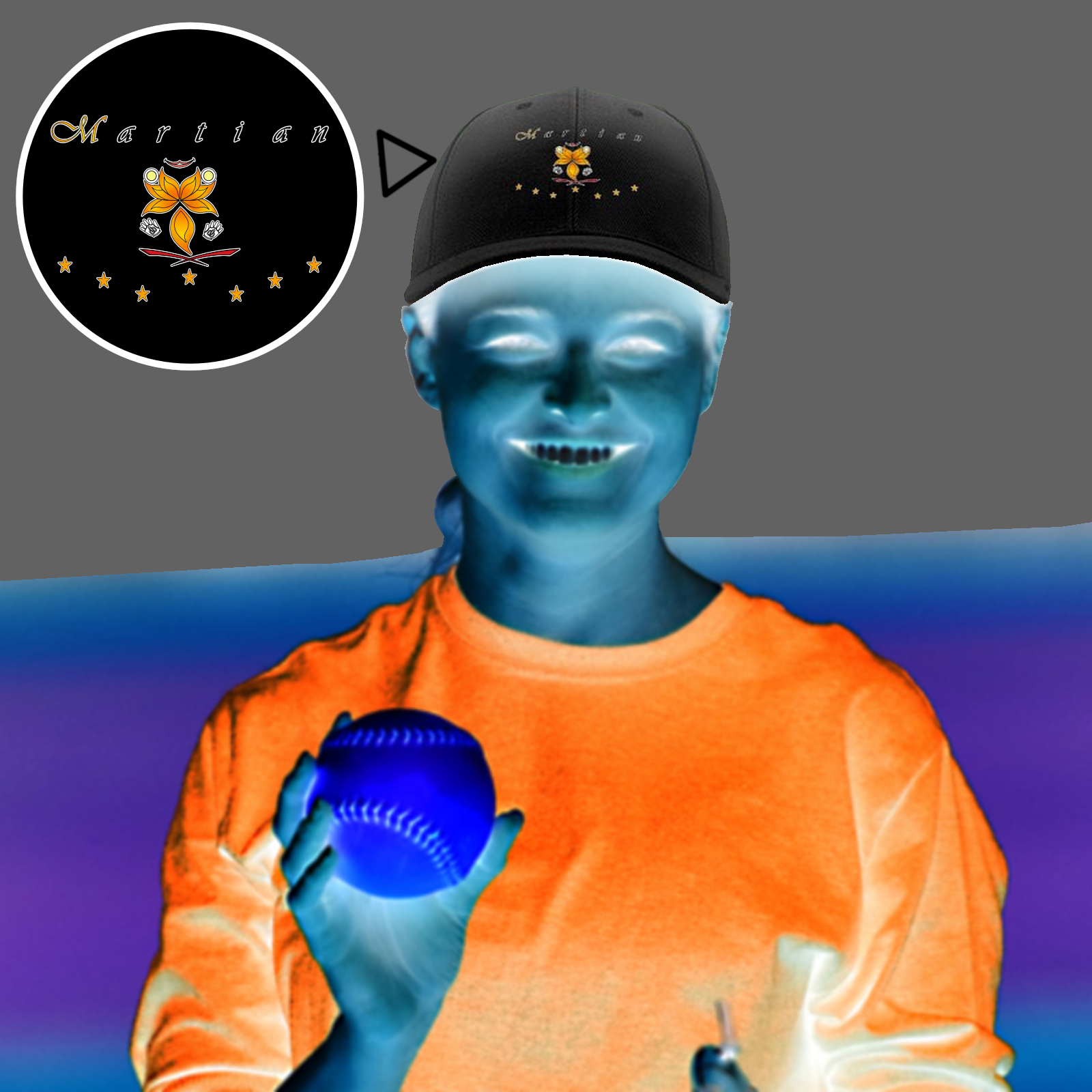 Baseball Cap black 000000000 like Embroidered Martian - Image 2