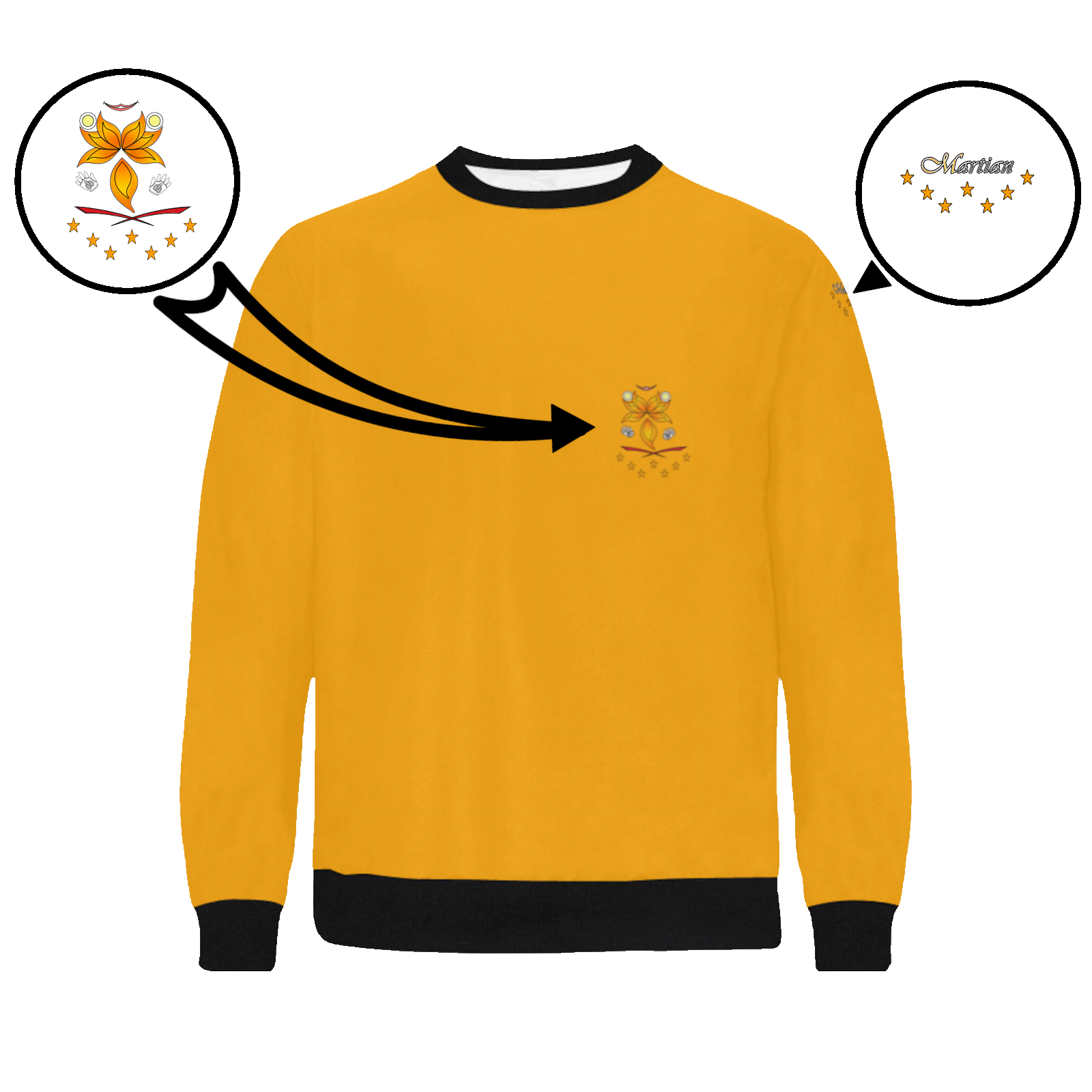 Men's crewneck sweatshirt orange 255165000 like Embroidered Martian - Image 3