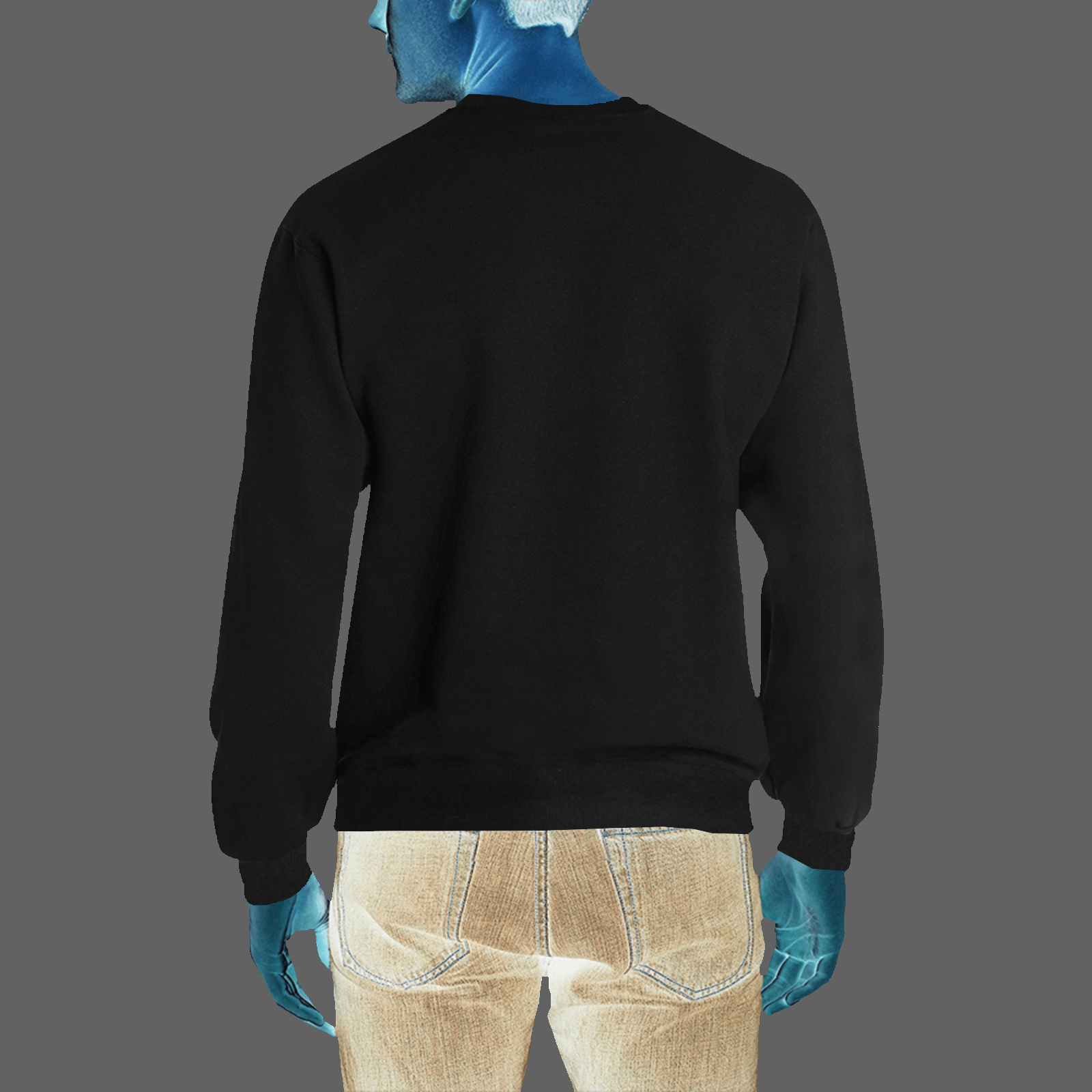 Men's crewneck sweatshirt black 000000000 like Embroidered Martian - Image 2