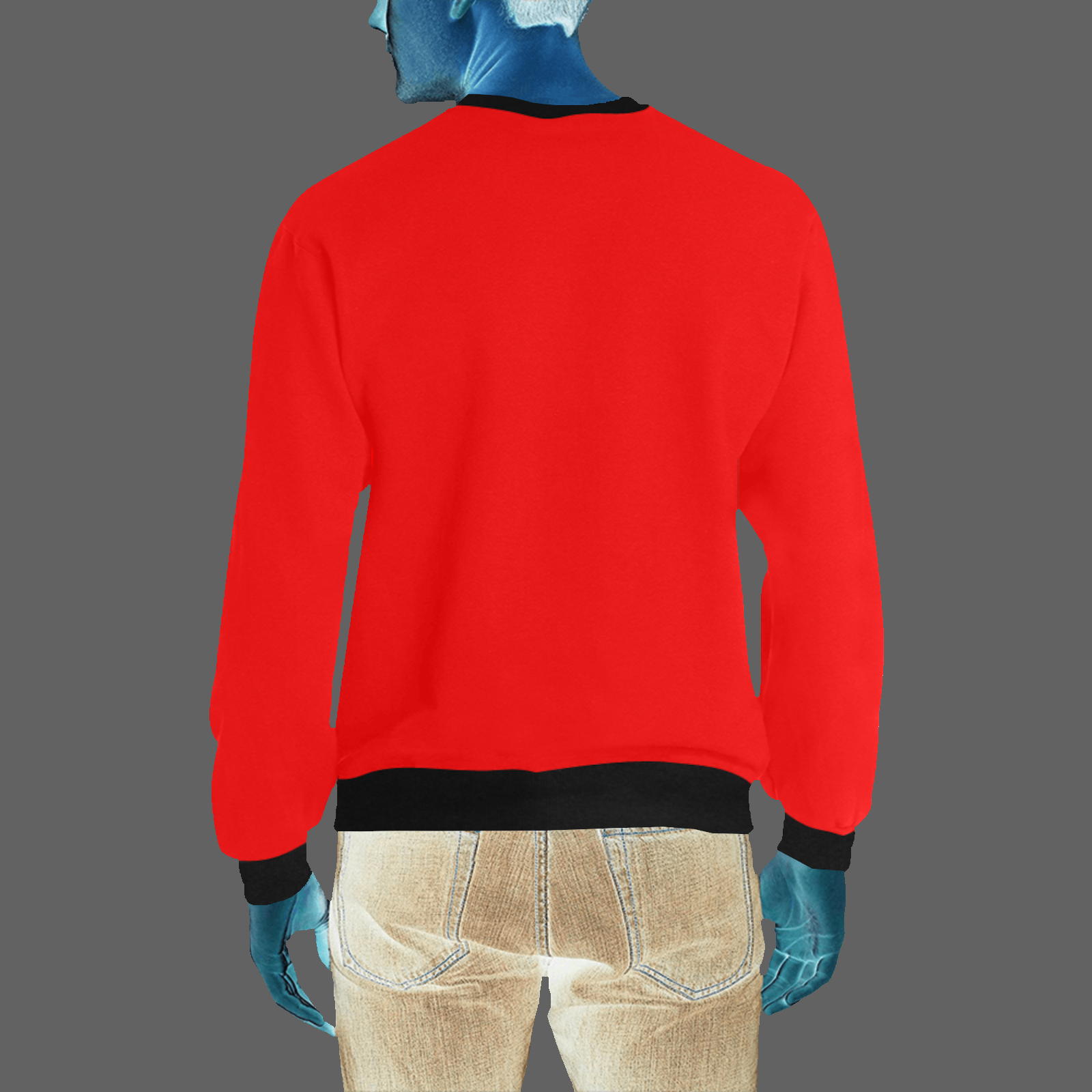 Men's crewneck sweatshirt red 255000000 like Embroidered Martian - Image 2