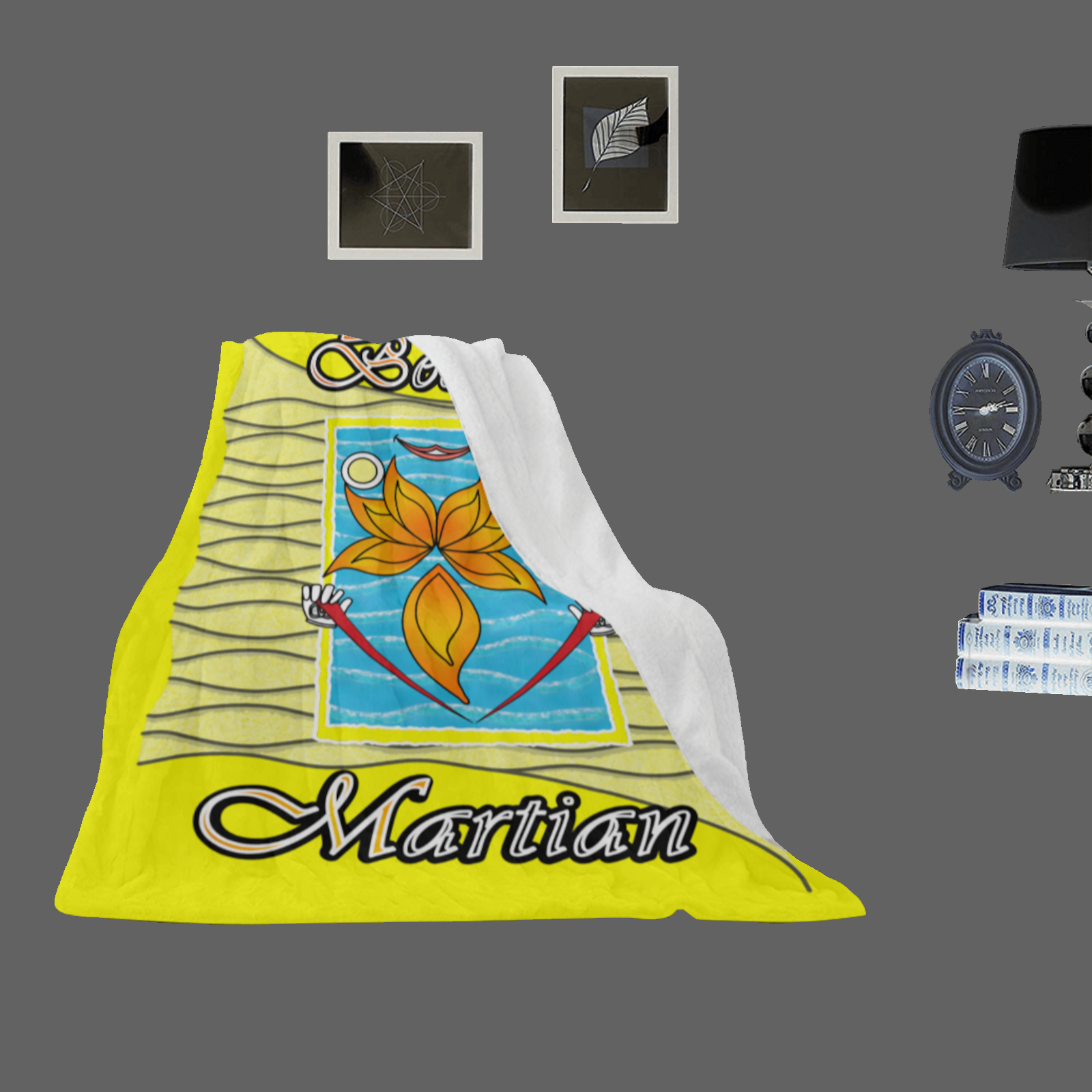 Micro Fleece Blanket 30x40 yellow 255255000 Beach Martian (USA) - Image 2