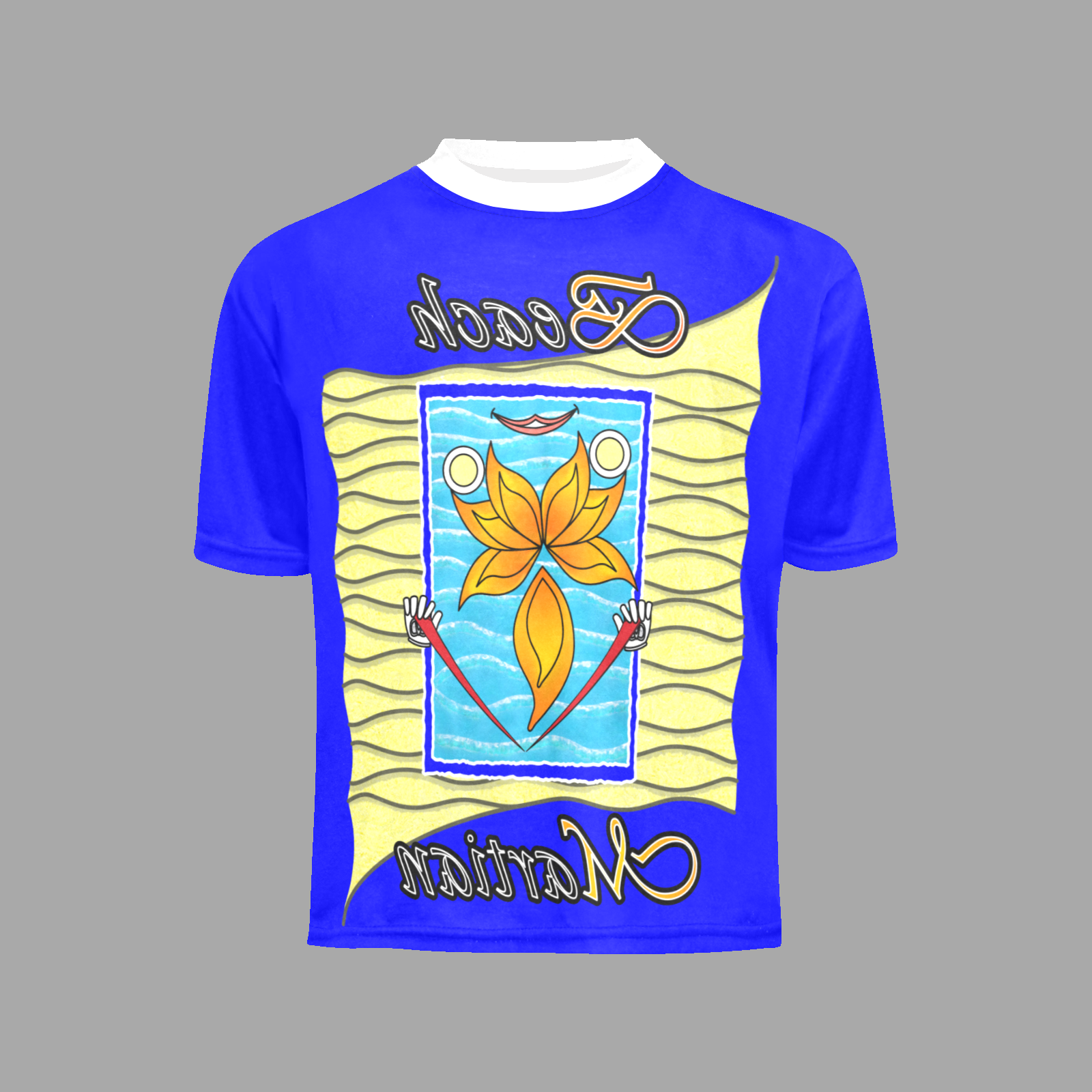 Little boy's crew neck T-shirt blue 000000255 Beach Martian - Image 4