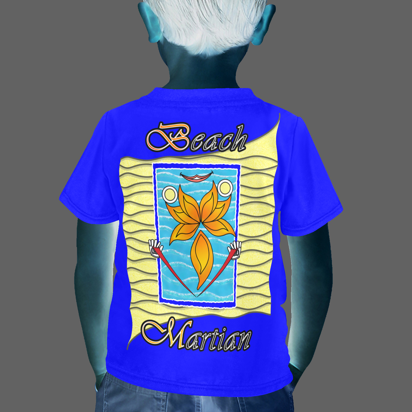 Little boy's crew neck T-shirt blue 000000255 Beach Martian (USA) - Image 2