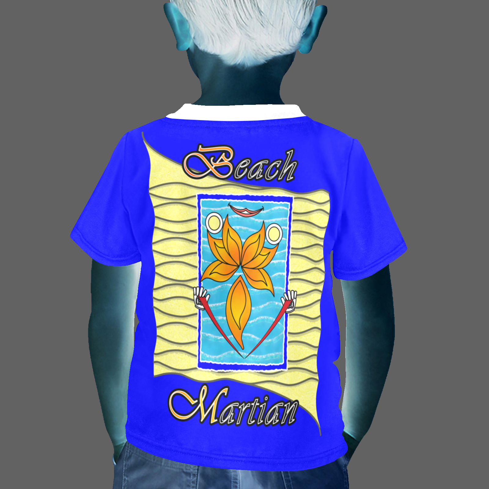 Little boy's crew neck T-shirt blue 000000255 Beach Martian - Image 2