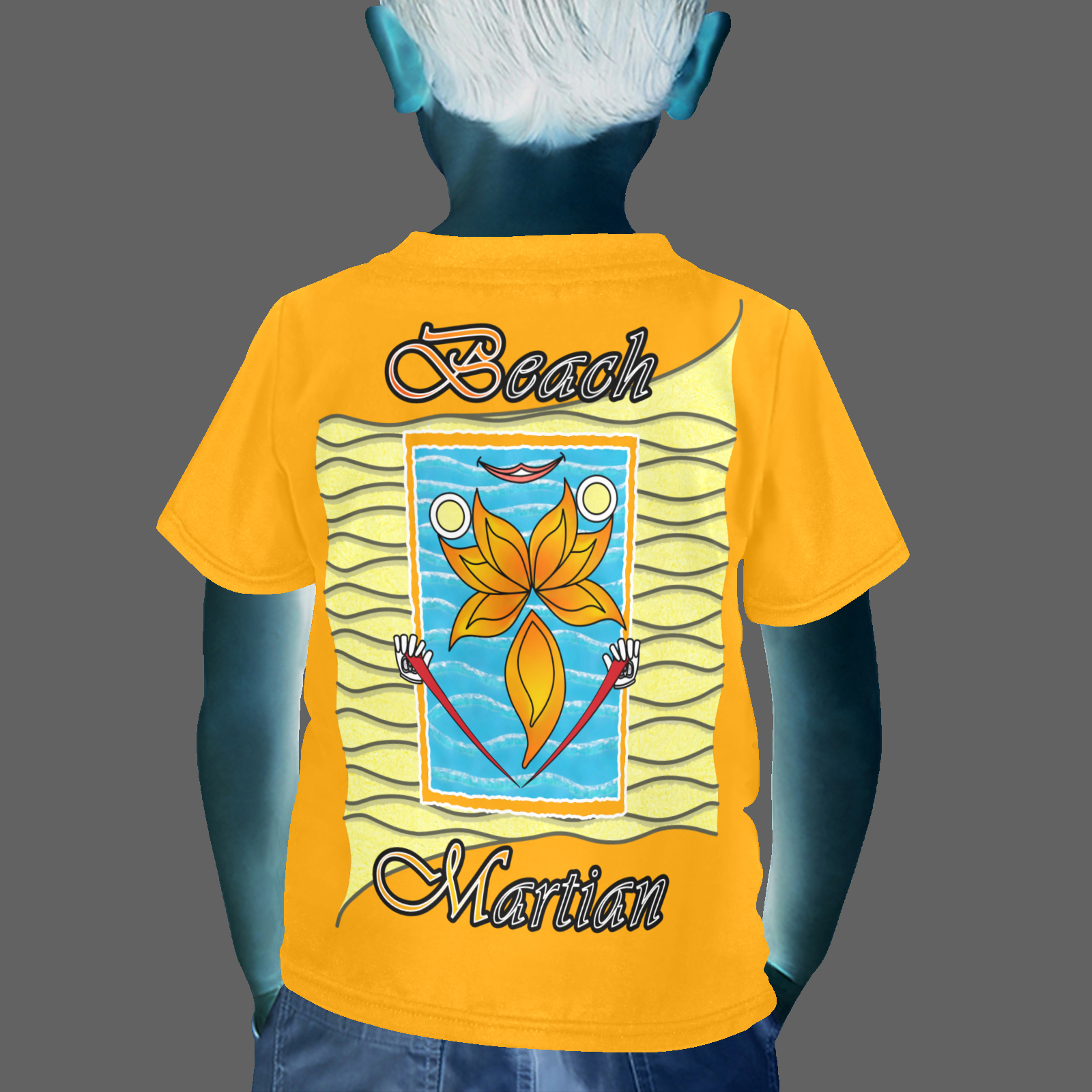 Little boy's crew neck T-shirt orange 255165000 Beach Martian (USA) - Image 2