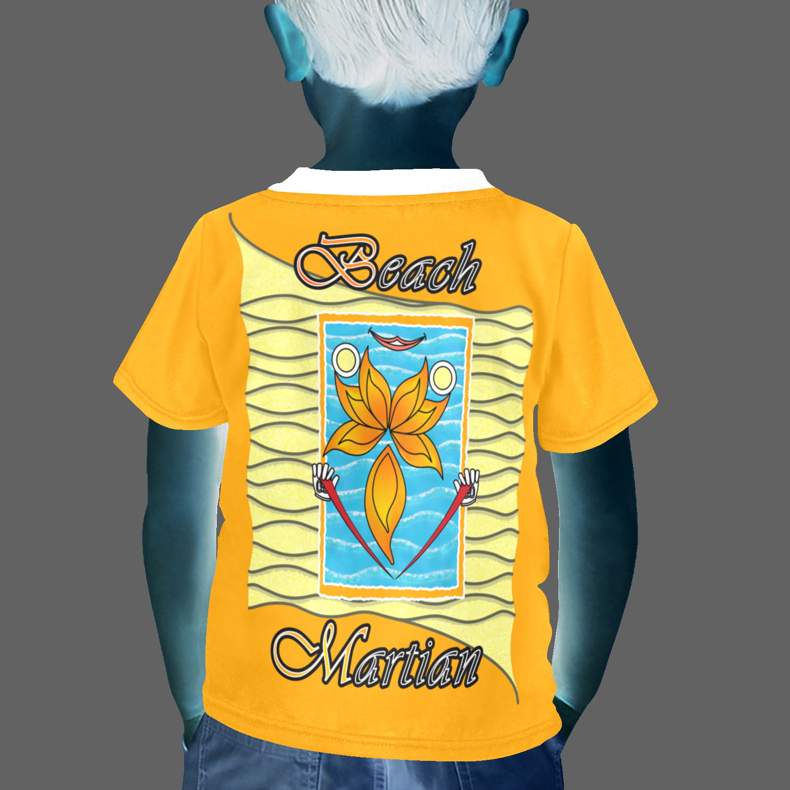 Little boy's crew neck T-shirt orange 255165000 Beach Martian - Image 2