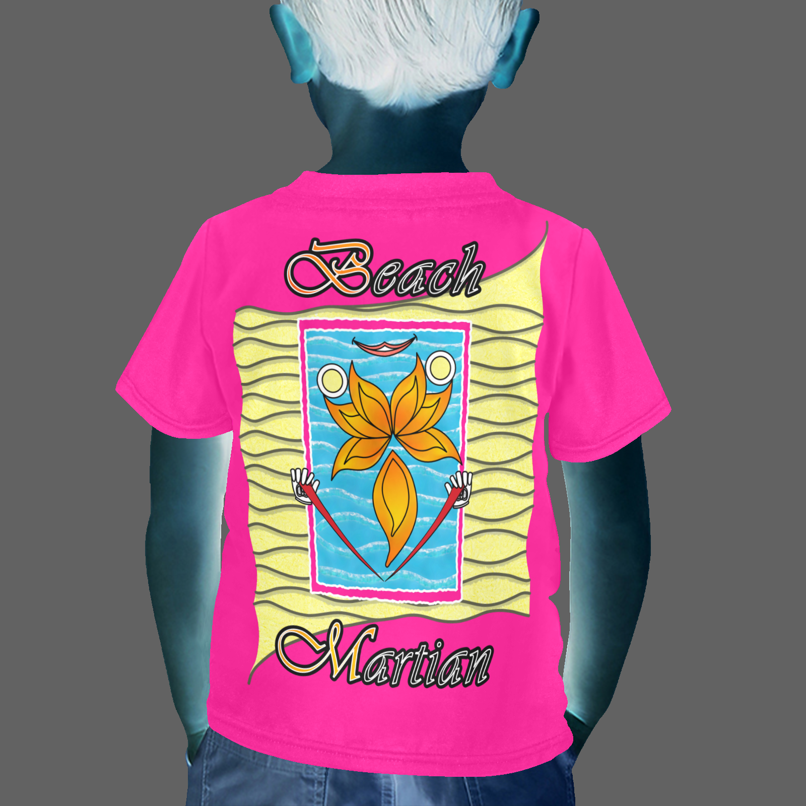 Little boy's crew neck T-shirt pink 255020147 Beach Martian (USA) - Image 2