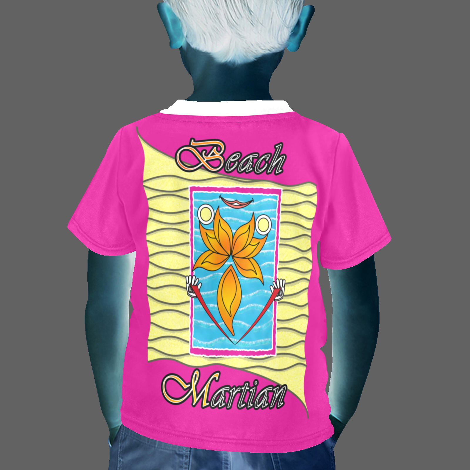 Little boy's crew neck T-shirt pink 255020147 Beach Martian - Image 2