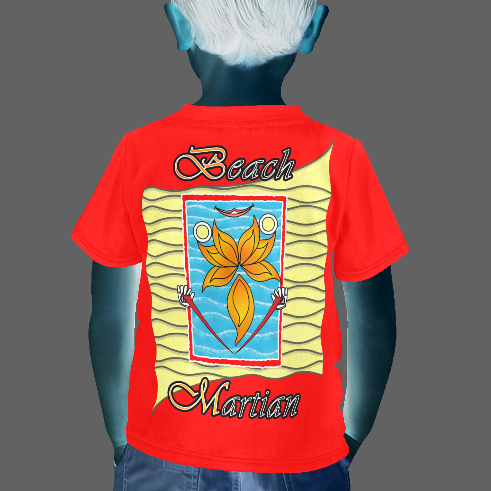 Little boy's crew neck T-shirt red 255000000 Beach Martian (USA) - Image 2