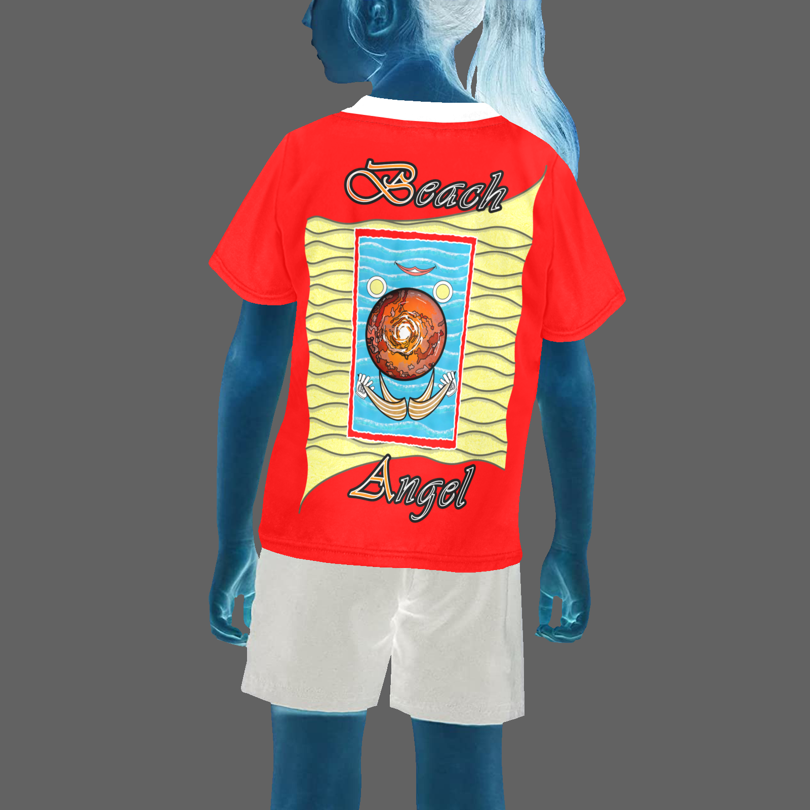 Little girl's crew neck T-shirt red 255000000 Beach Angel (USA) - Image 2