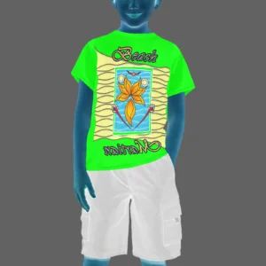 Teens boys' crew neck T-shirt green 000255000 Beach Martian (USA)